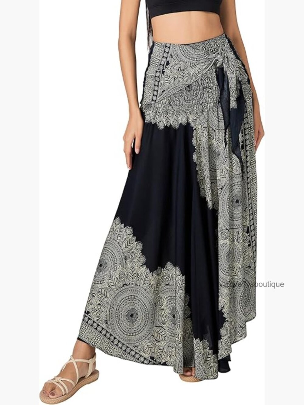 Boho Maxi Wrap Skirt Rayon Midi Loose Fit Lightweight Summer